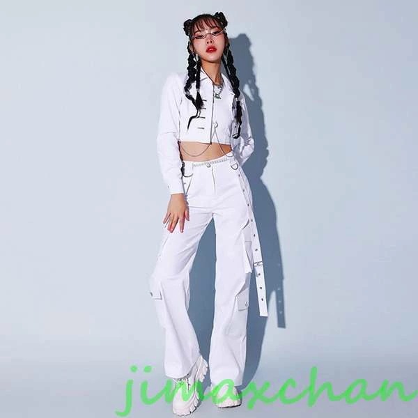 kpop 衣装 ダンス 衣装 レディース 白 スーツ セットアップ ヒップホップ 大人 へそ出し ベスト ジャケット カーゴパンツ ホワイトパンツ へそ出し 3点セット kpop 衣装 ダンス 衣装 レディース 白 スーツ セットアップ ヒップホップ 大人 へそ出し ベスト ジャケット カーゴパンツ ホワイトパンツ へそ出し 3点セット