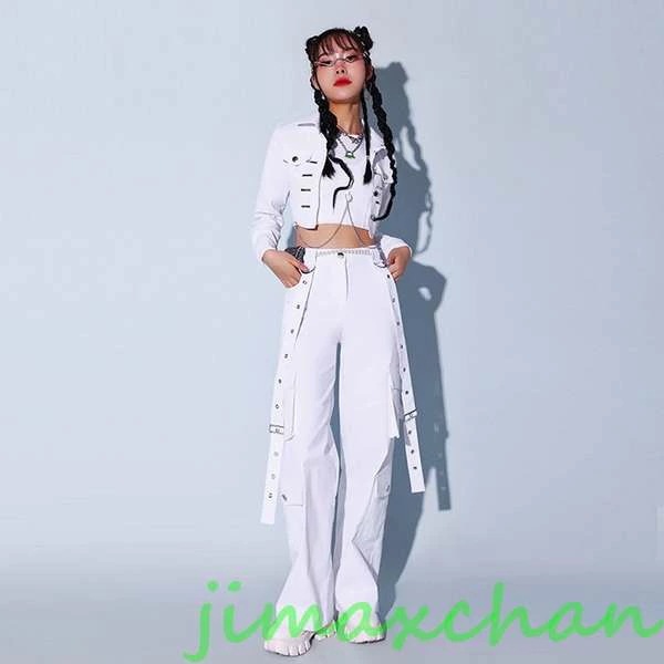 kpop 衣装 ダンス 衣装 レディース 白 スーツ セットアップ ヒップホップ 大人 へそ出し ベスト ジャケット カーゴパンツ ホワイトパンツ へそ出し 3点セット kpop 衣装 ダンス 衣装 レディース 白 スーツ セットアップ ヒップホップ 大人 へそ出し ベスト ジャケット カーゴパンツ ホワイトパンツ へそ出し 3点セット