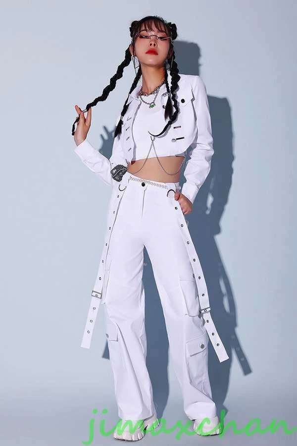 kpop 衣装 ダンス 衣装 レディース 白 スーツ セットアップ ヒップホップ 大人 へそ出し ベスト ジャケット カーゴパンツ ホワイトパンツ へそ出し 3点セット kpop 衣装 ダンス 衣装 レディース 白 スーツ セットアップ ヒップホップ 大人 へそ出し ベスト ジャケット カーゴパンツ ホワイトパンツ へそ出し 3点セット