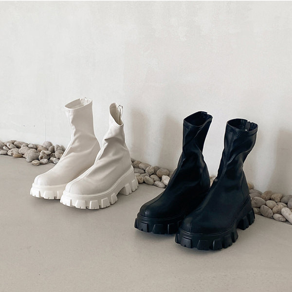 ショートブーツ ストレッチ バックジップ ダッドシューズ 厚底 ショートブーツ ストレッチ バックジップ ダッドシューズ 厚底