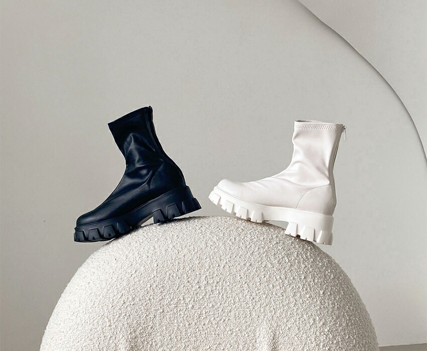 ショートブーツ ストレッチ バックジップ ダッドシューズ 厚底 ショートブーツ ストレッチ バックジップ ダッドシューズ 厚底