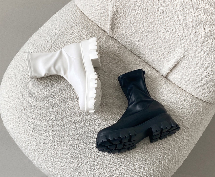 ショートブーツ ストレッチ バックジップ ダッドシューズ 厚底 ショートブーツ ストレッチ バックジップ ダッドシューズ 厚底