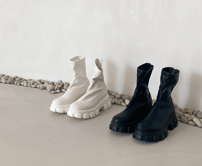 ショートブーツ ストレッチ バックジップ ダッドシューズ 厚底 ショートブーツ ストレッチ バックジップ ダッドシューズ 厚底