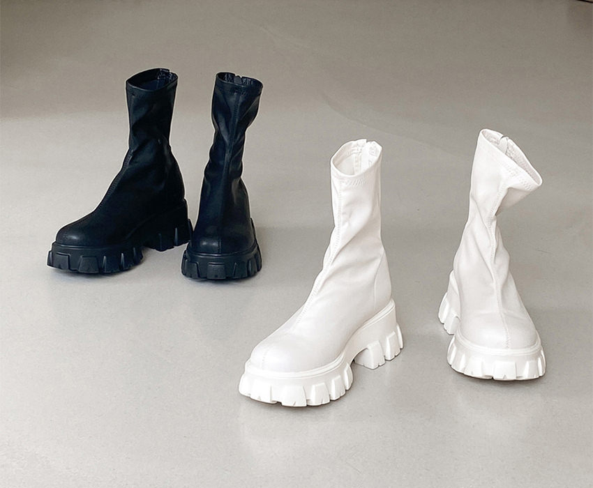 ショートブーツ ストレッチ バックジップ ダッドシューズ 厚底 ショートブーツ ストレッチ バックジップ ダッドシューズ 厚底