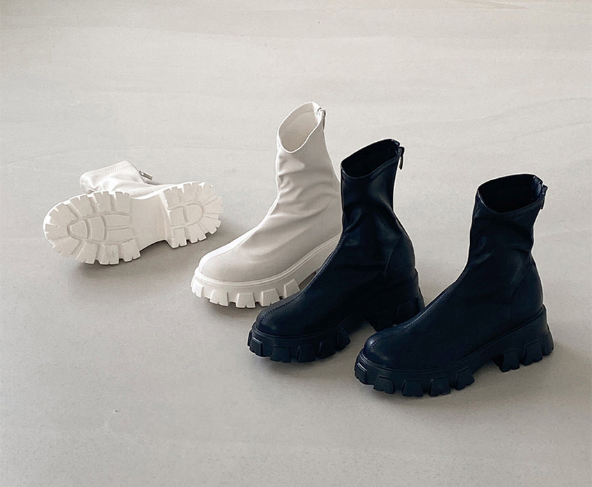 ショートブーツ ストレッチ バックジップ ダッドシューズ 厚底 ショートブーツ ストレッチ バックジップ ダッドシューズ 厚底