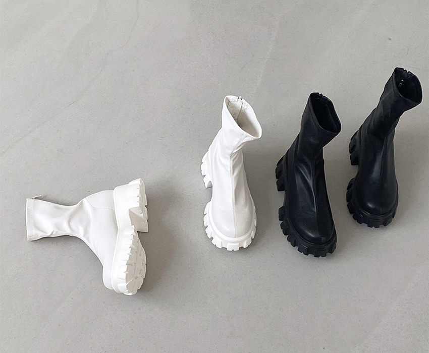 ショートブーツ ストレッチ バックジップ ダッドシューズ 厚底 ショートブーツ ストレッチ バックジップ ダッドシューズ 厚底