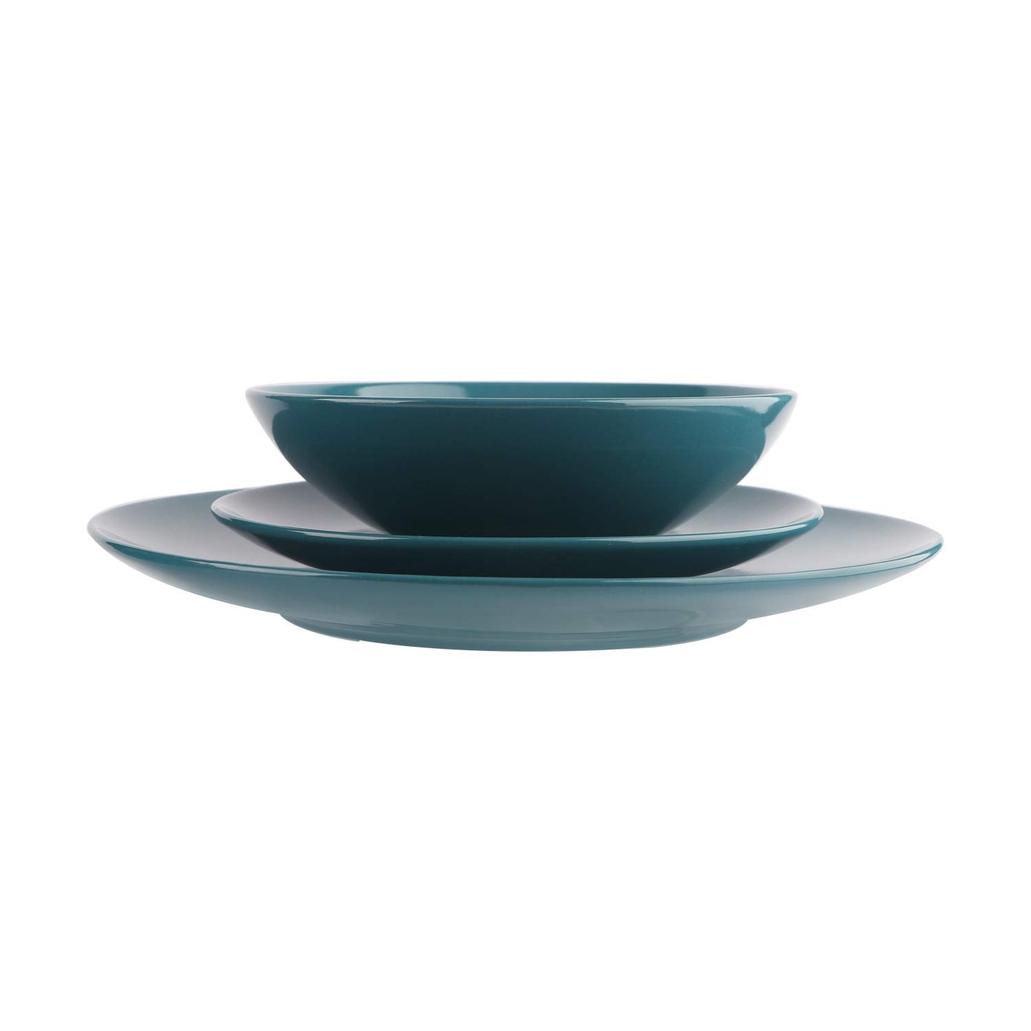 Amazonベーシック ディナー食器セット ストーンウェア 6人用 18点セットディープティール Amazonベーシック ディナー食器セット ストーンウェア 6人用 18点セットディープティール