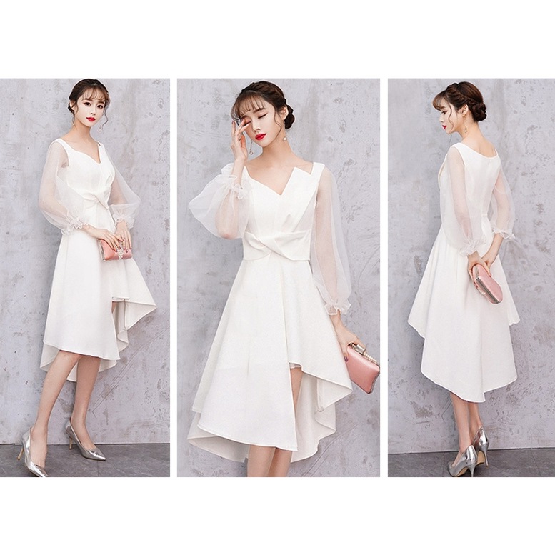 ワンピース レディース アシンメトリーワンピース シースルー袖 ドレス ひざ丈 長袖 Vネック ワンピース レディース アシンメトリーワンピース シースルー袖 ドレス ひざ丈 長袖 Vネック