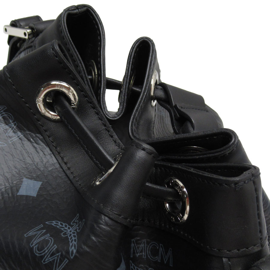 エム シー エム MCM 斜め掛けショルダーバッグ ハンドバッグ ヴィセトス ドローストロング 2Way PVC/レザー ブラック/グレー レディース w0472j