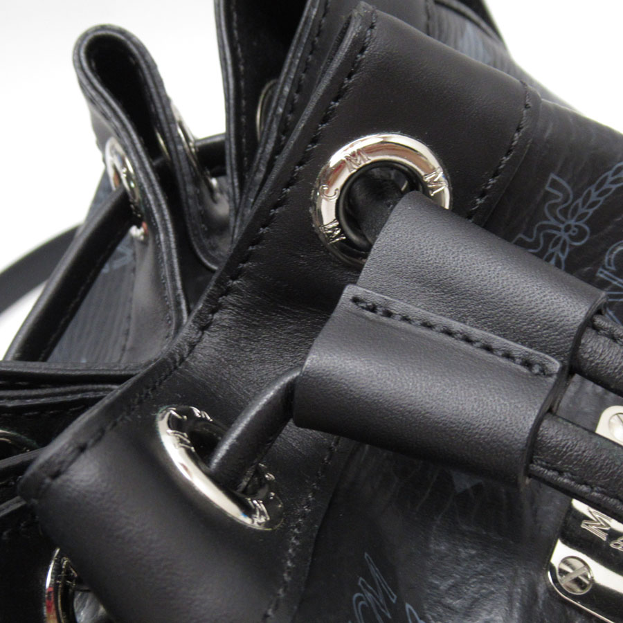 エム シー エム MCM 斜め掛けショルダーバッグ ハンドバッグ ヴィセトス ドローストロング 2Way PVC/レザー ブラック/グレー レディース w0472j