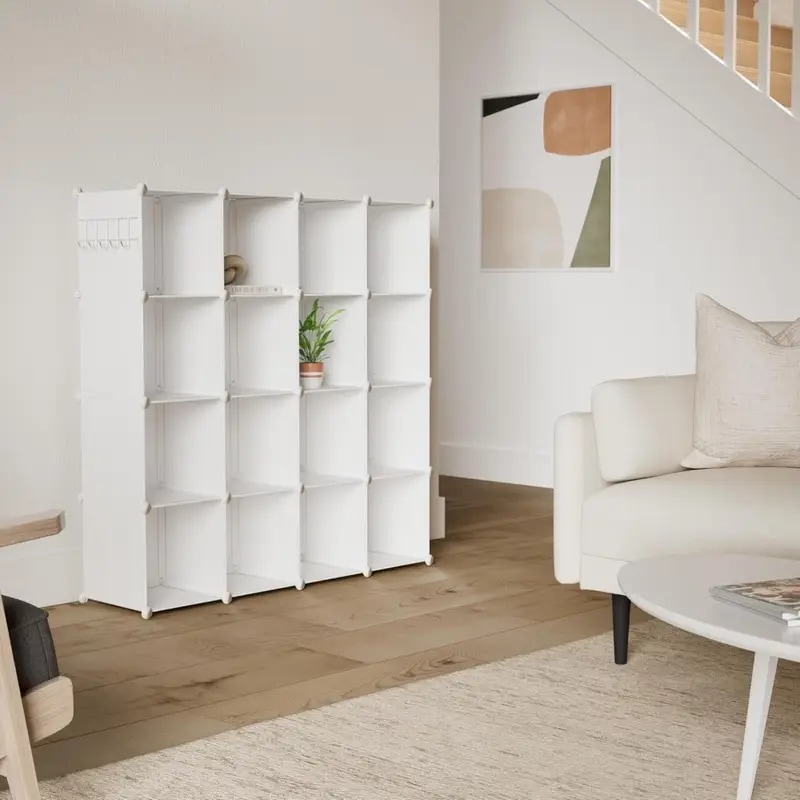 1個 16個のモジュラー プラスチック ストレージ オーガナイザーDIY クローゼット システム調整可能なロッド家庭寝室オフィスに 122.94cm L x 31.5cm W x 1