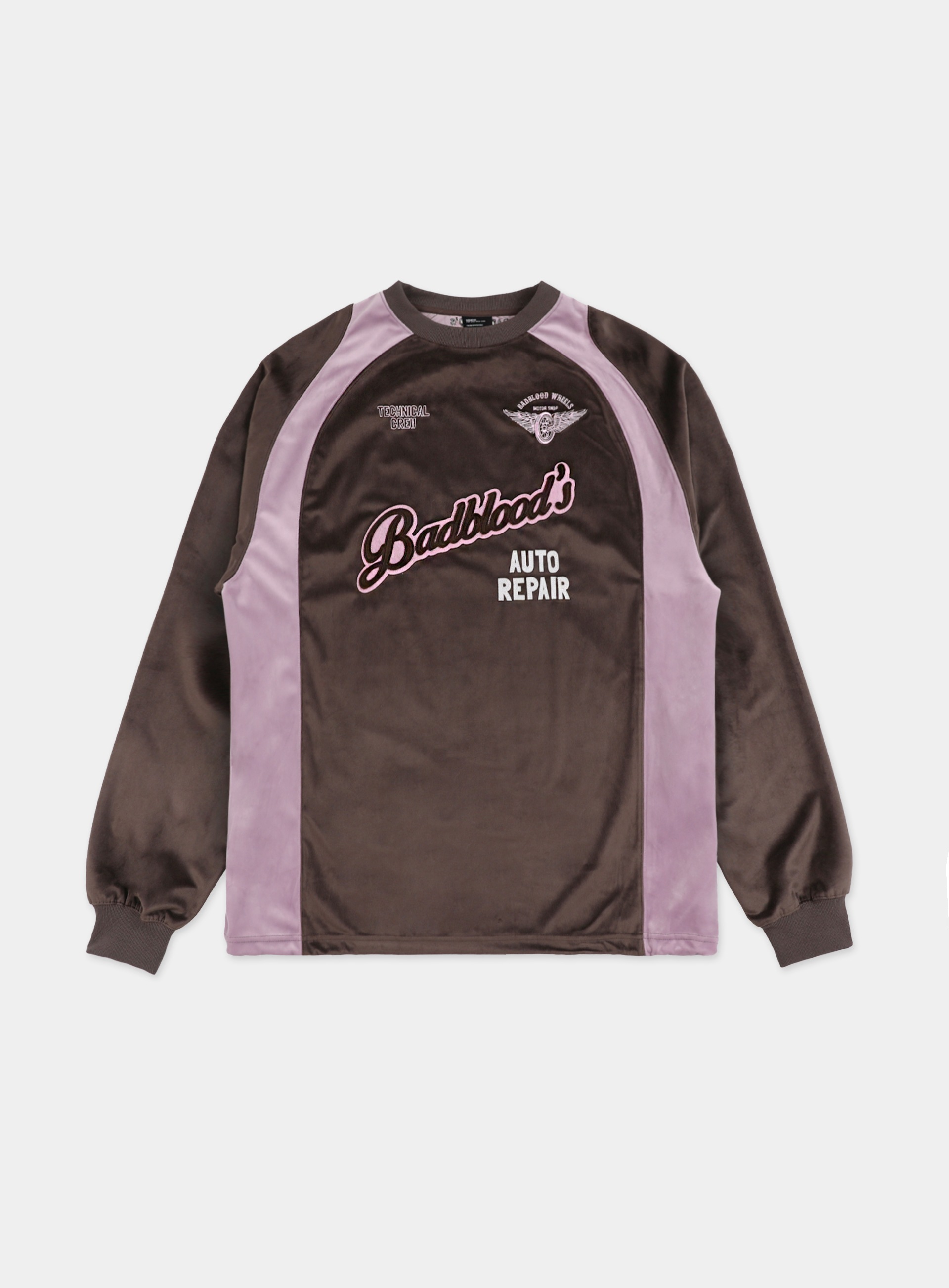 【BADBLOOD】 VINTAGE AUTO REPAIR SHOP VELVET LONG SLEEVE : MAGENTA