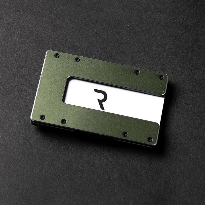 カードケース 1.1 グリーン ミニ財布 クレジットカードケース アルミニウム 小銭入れ マネークリップ 大容量 薄型 コンパクト スキミング防止 メンズ ギフト( ダークオリーブ)