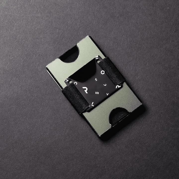 カードケース 1.1 グリーン ミニ財布 クレジットカードケース アルミニウム 小銭入れ マネークリップ 大容量 薄型 コンパクト スキミング防止 メンズ ギフト( ダークオリーブ)