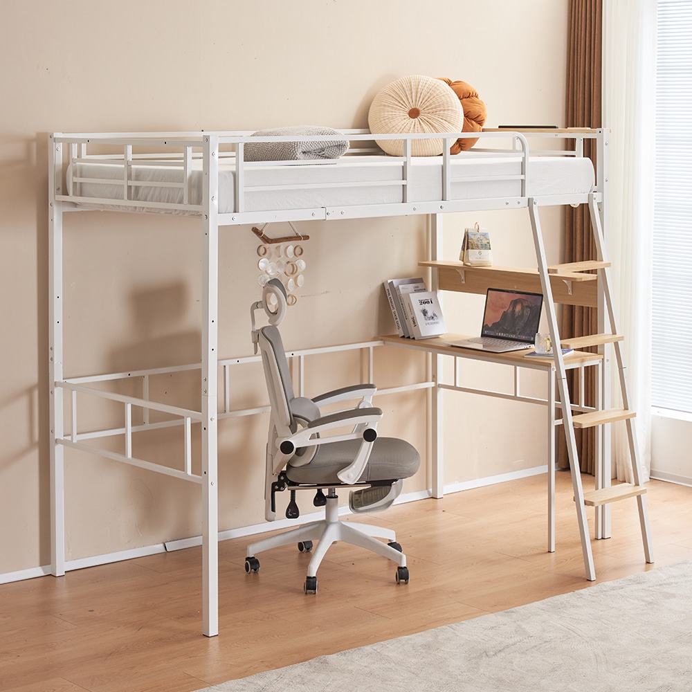 【国内即発送】システムベット ロフトベッド シングル コンセント付き デスク付き デスク移動でき ハシゴ階段 耐荷重150kg 高さ170cm 北欧風 二段ベッド 大人ベッド 【元SKU：WF3092