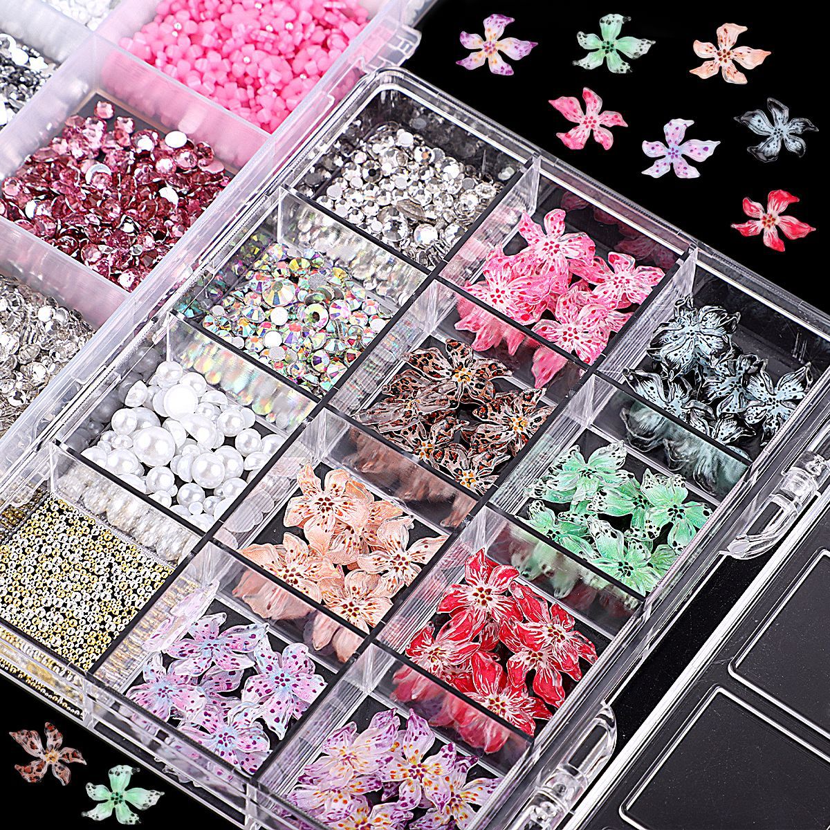 【1点ご購入 で10点プレゼントいたします】カラー立体ソフト彫刻氷晶百合花リボン装飾パーツセット