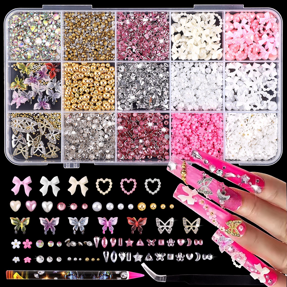 【1点ご購入 で10点プレゼントいたします】カラー立体ソフト彫刻氷晶百合花リボン装飾パーツセット