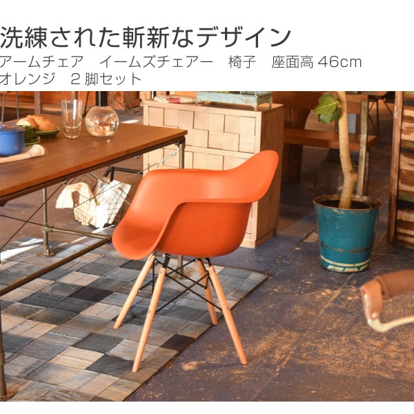 アームチェア イームズチェアー 椅子 座面高46cm 同色2脚セット