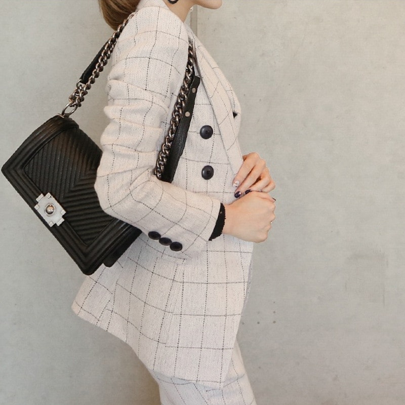 セットアップ レディース パンツセット ママスーツ フォーマル 2点セット 春冬 入学式 卒業式 千鳥柄 チェック柄 涼しく楽ちんセットアップ