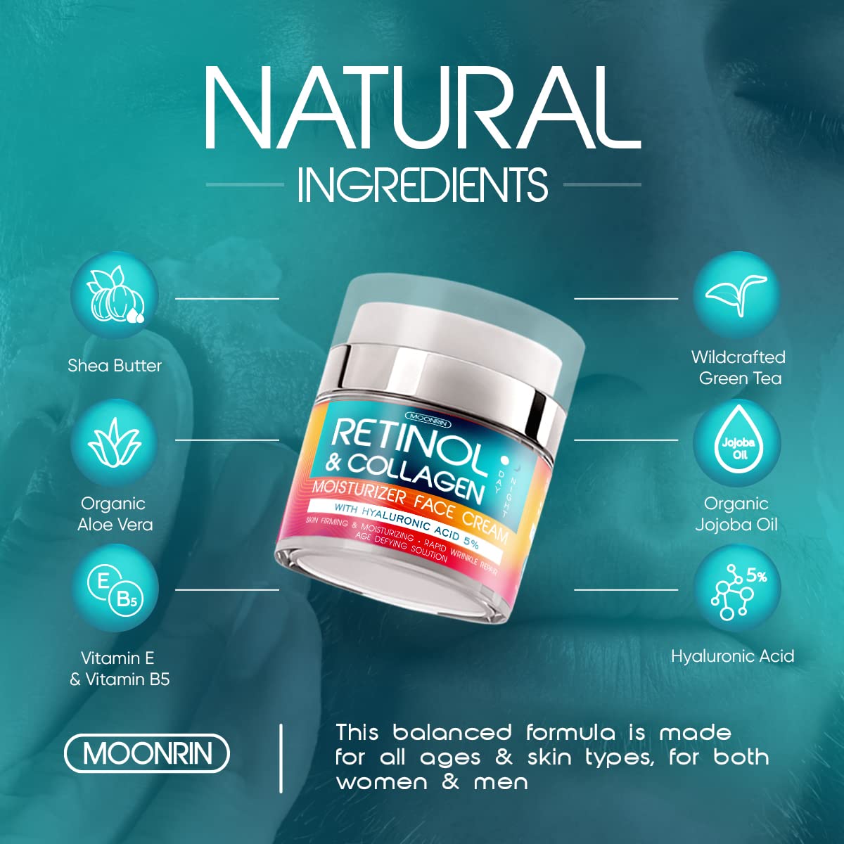 ヒアルロン酸顔用レチノールクリーム-女性と男性用コラーゲン顔保湿剤-肌を持ち上げるための高度なアチエイジングフォーミュラ-しわ細い線乾燥を減らす-1.7fl.Oz ヒアルロン酸顔用レチノールクリーム-女性と男性用コラーゲン顔保湿剤-肌を持ち上げるための高度なアチエイジングフォーミュラ-しわ細い線乾燥を減らす-1.7fl.Oz