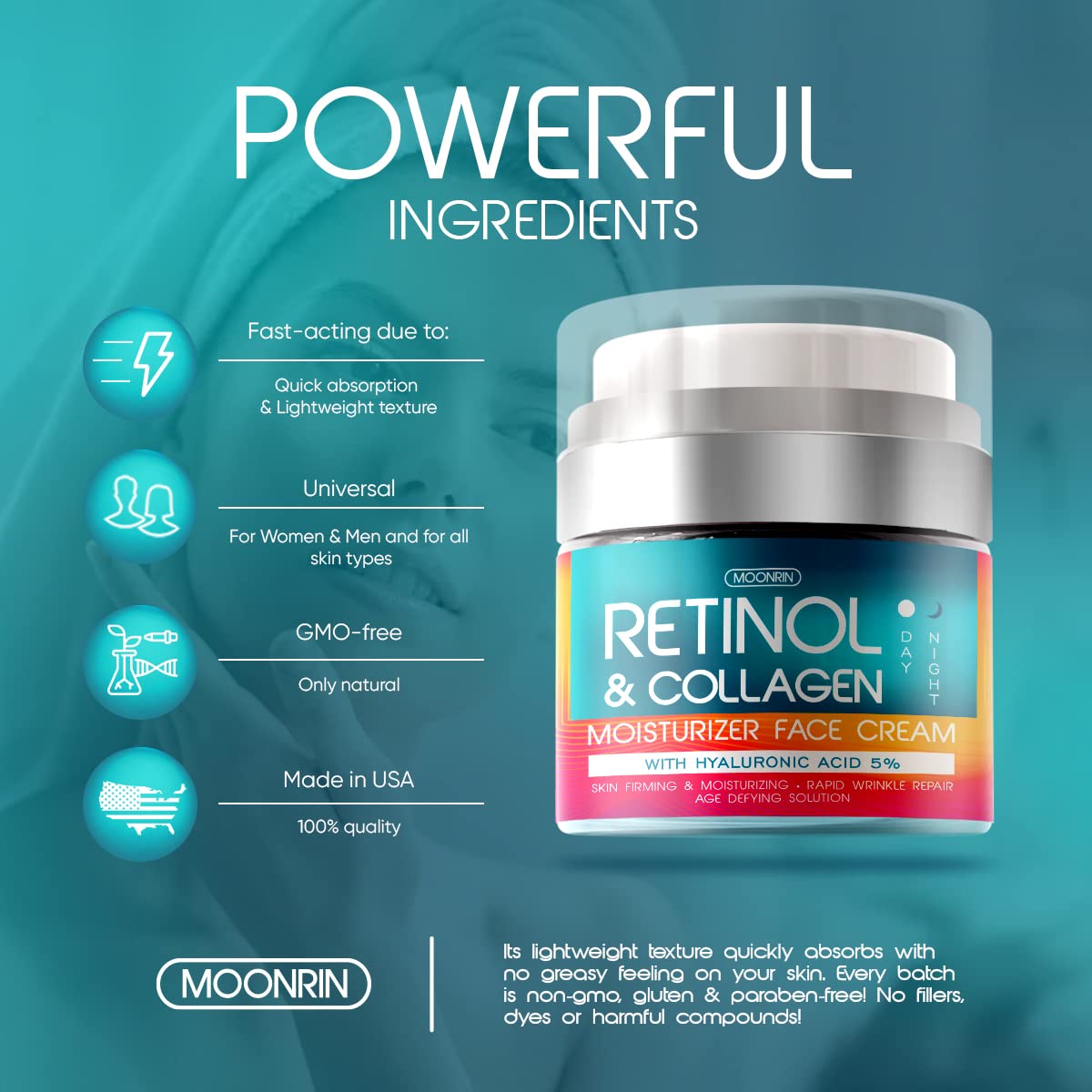 ヒアルロン酸顔用レチノールクリーム-女性と男性用コラーゲン顔保湿剤-肌を持ち上げるための高度なアチエイジングフォーミュラ-しわ細い線乾燥を減らす-1.7fl.Oz ヒアルロン酸顔用レチノールクリーム-女性と男性用コラーゲン顔保湿剤-肌を持ち上げるための高度なアチエイジングフォーミュラ-しわ細い線乾燥を減らす-1.7fl.Oz