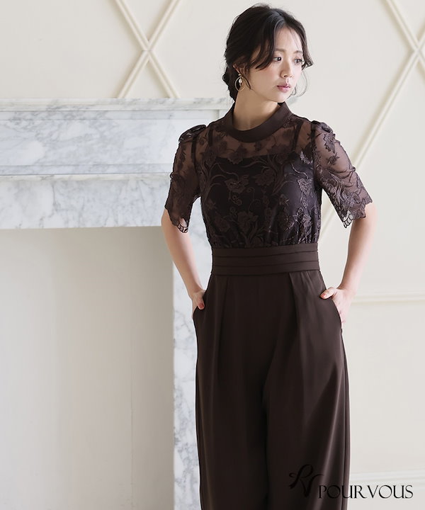 スーツ・フォーマル・ドレス Frilled highwaist wide pants パンツドレス 結婚式 全2色 カシュクール パーティードレス