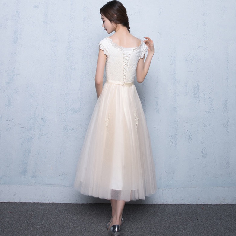 パーティードレス ミモレ丈 結婚式ドレス お呼ばれ フォーマルドレス ワンピース 二次会 大人 上品 女性 ゲストドレス 発表会 編み上げタイプ ウェディングドレス 女性 着痩せノースリーブ 忘年会