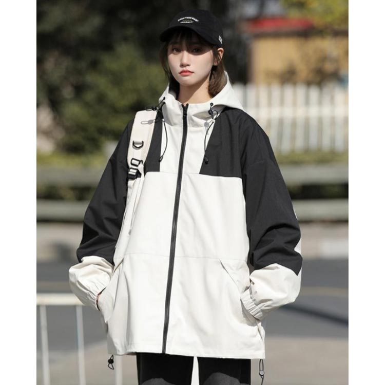 マウンテンパーカー配色レディース春アウターボリュームネックライトアウターブルゾンオーバーサイズフード付き裏地付き薄撥水秋カジュアル通学通勤スプリングコート大きいサイズMLXL2XL学生女子 マウンテンパーカー配色レディース春アウターボリュームネックライトアウターブルゾンオーバーサイズフード付き裏地付き薄撥水秋カジュアル通学通勤スプリングコート大きいサイズMLXL2XL学生女子