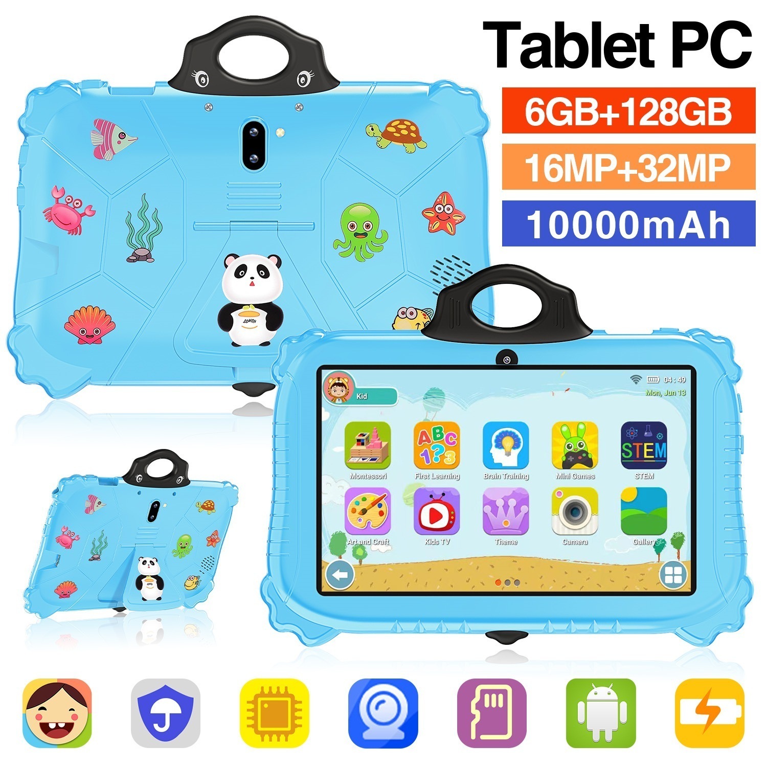 タブレットPC 子供用タブレット パンダ 7インチ android14 子供向け 知育ゲーム キッズ お子様 児童用 知育 プレゼント 学習 知識 誕生日 高性能 品質保証