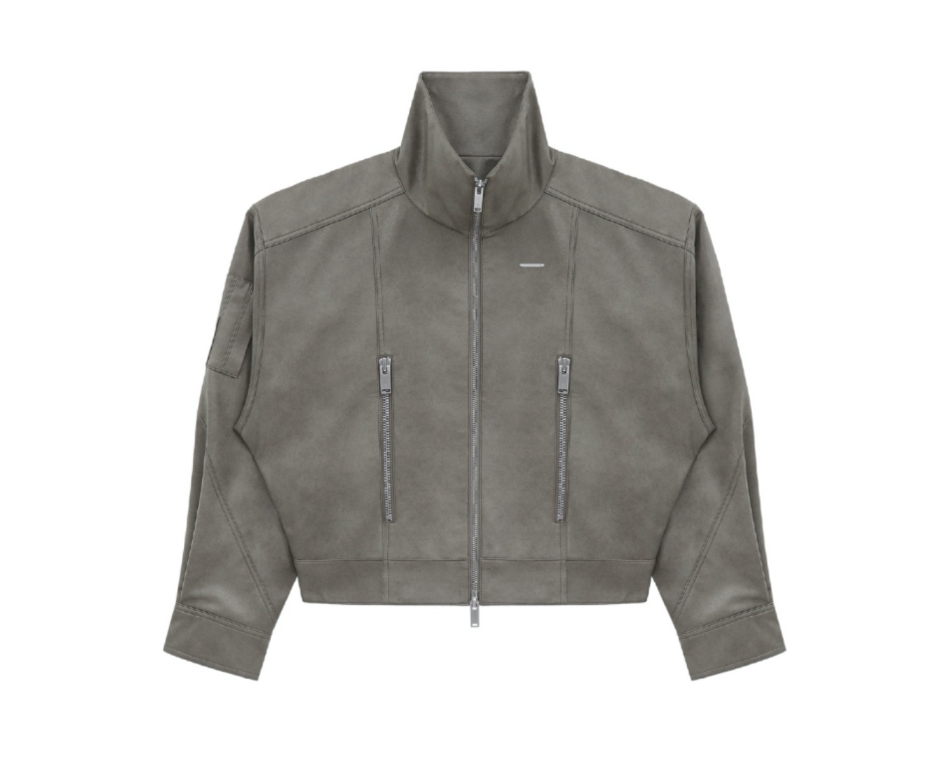 【TREEMINGBIRD】 BOLD ZIP HIGE-NECK LEATHER JACKET : ASH GRAY 【TREEMINGBIRD】 BOLD ZIP HIGE-NECK LEATHER JACKET : ASH GRAY