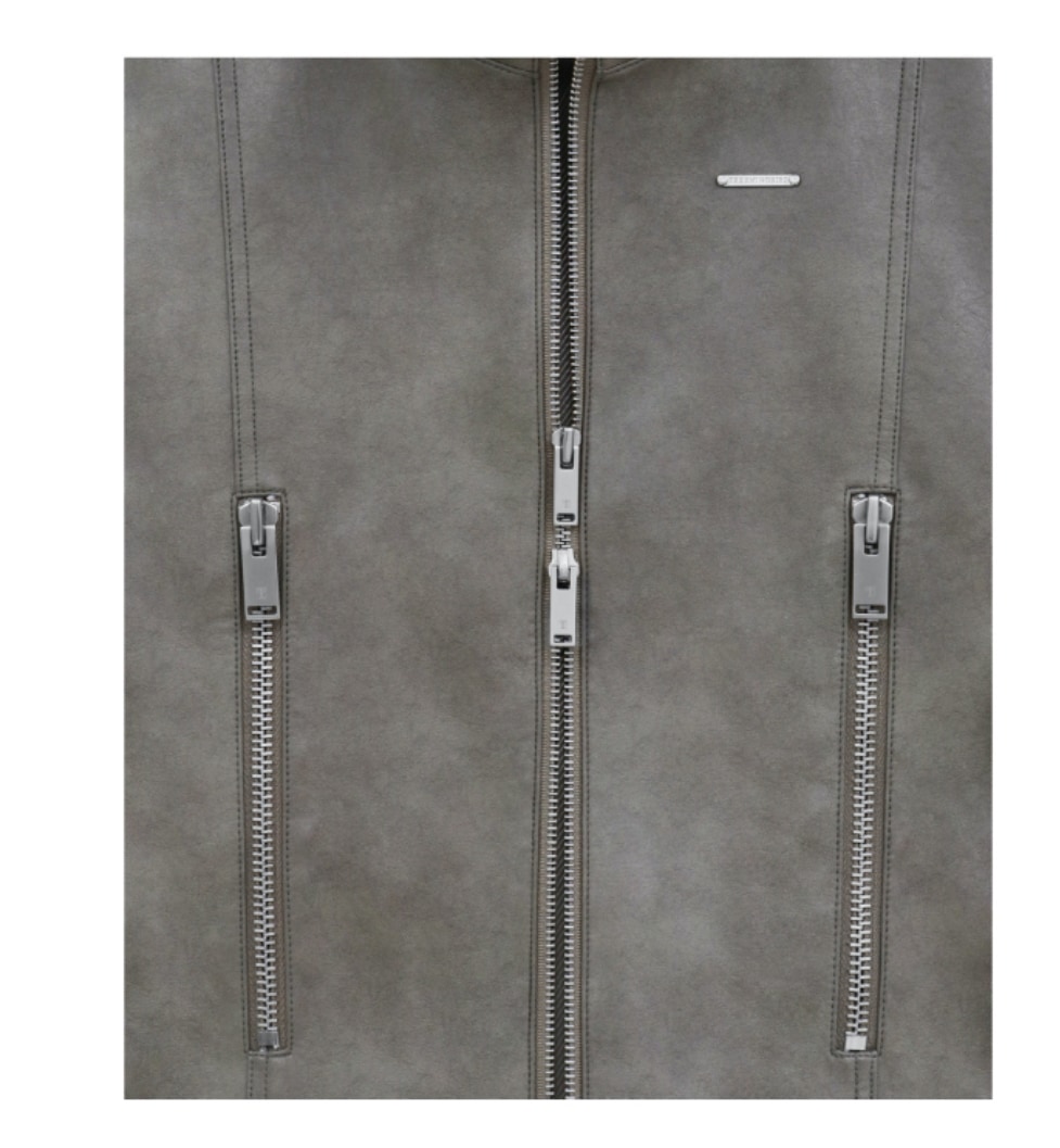 【TREEMINGBIRD】 BOLD ZIP HIGE-NECK LEATHER JACKET : ASH GRAY 【TREEMINGBIRD】 BOLD ZIP HIGE-NECK LEATHER JACKET : ASH GRAY
