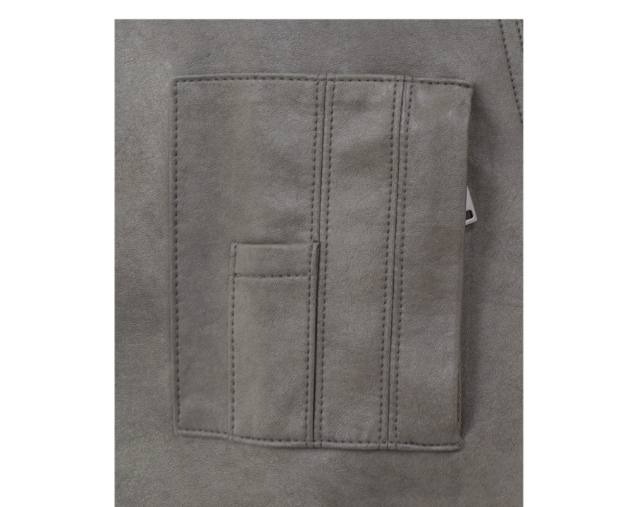 【TREEMINGBIRD】 BOLD ZIP HIGE-NECK LEATHER JACKET : ASH GRAY 【TREEMINGBIRD】 BOLD ZIP HIGE-NECK LEATHER JACKET : ASH GRAY