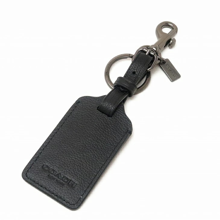 キーリング メンズ キーホルダー ラゲッジタグ ブラック 黒 レザー 34586QBBK