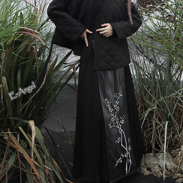 Y32☆プリーツスカート☆ロングスカート Qoo10] プリーツスカート 黒 ロングスカート 改