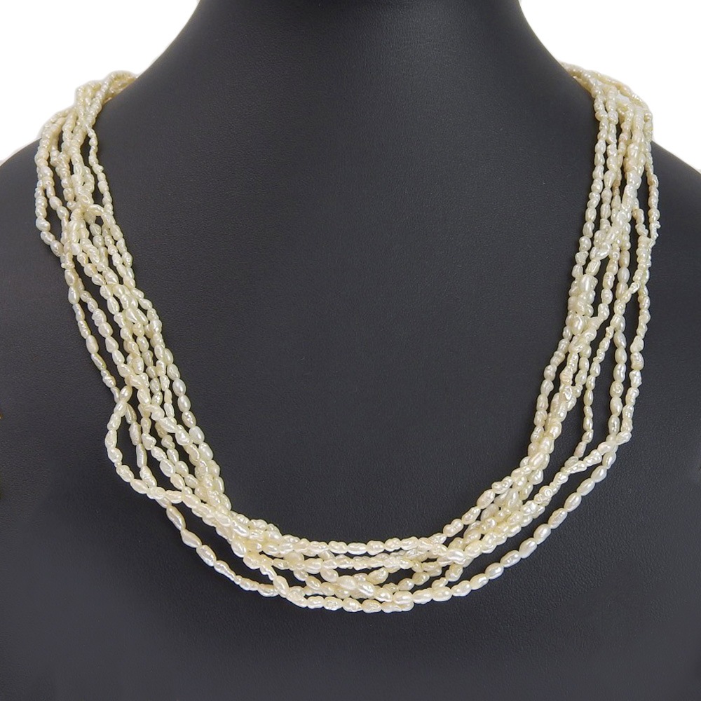 バロックベビーパール ７連 ネックレス 2.0～3.0ｍｍ 真珠 シルバー 約40.7g レディース 中古品 A-ランク