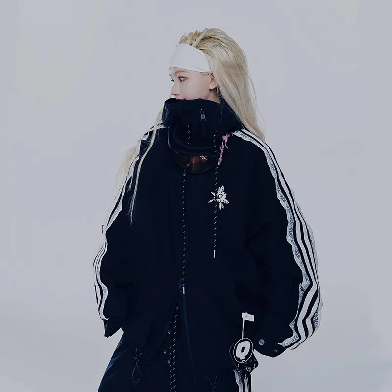 スノーボードウェア 2024 2025 上下セット メンズ レディース パンツ ズボン アウター ストライプ 黒 耐水20000 セットアップ 3Lスキーウェア スノボウェア スノー 韓国風 防水防風