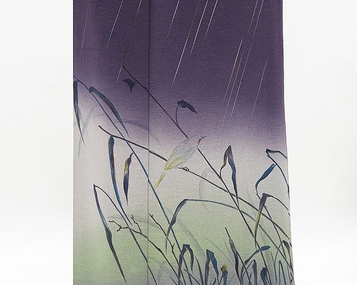 色留袖 未着用 正絹 鳥草葉模様 身丈153.5cm 裄丈64cm 色留袖 一つ紋 未使用 着物