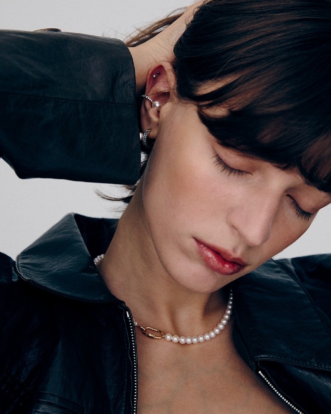 [HYERES LOR] Noailles silver antique pearl in-ear ear cuff full