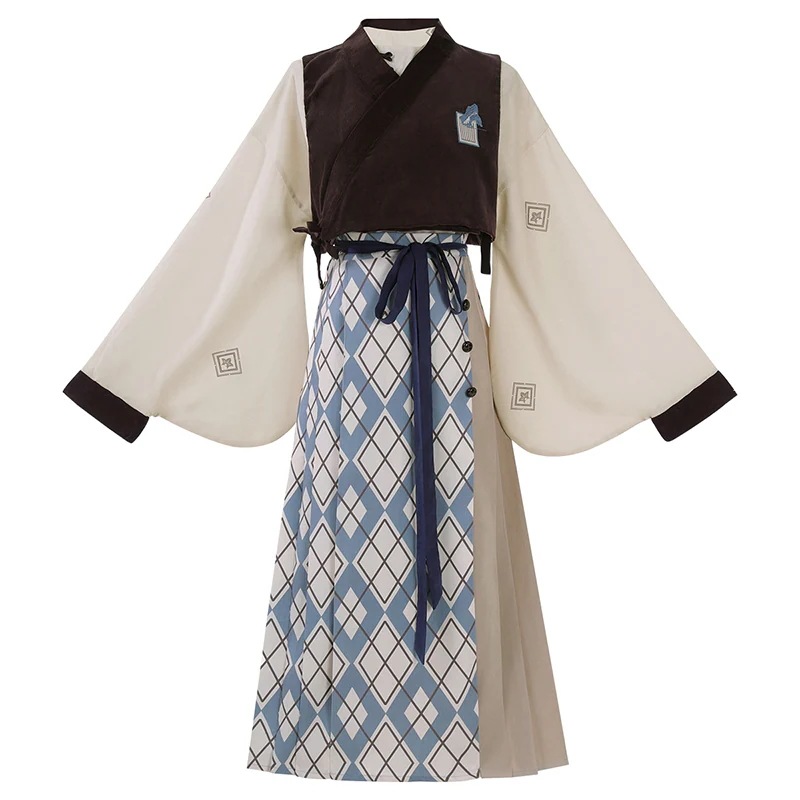 【フルセット】山間旅行記新韓国韓cos元素馬甲シャツ半スカートcos服セット 【フルセット】山間旅行記新韓国韓cos元素馬甲シャツ半スカートcos服セット