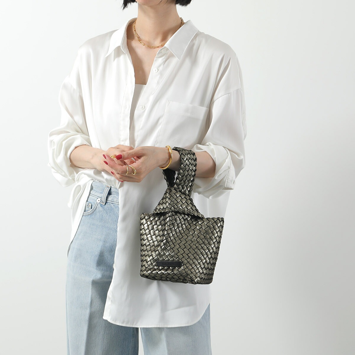 NAGHEDI ナゲディ ハンドバッグ Kyoto Clutch SN08040EF レディース ネオプレン メッシュ ワンハンドル 編み込み 鞄 カラー2色