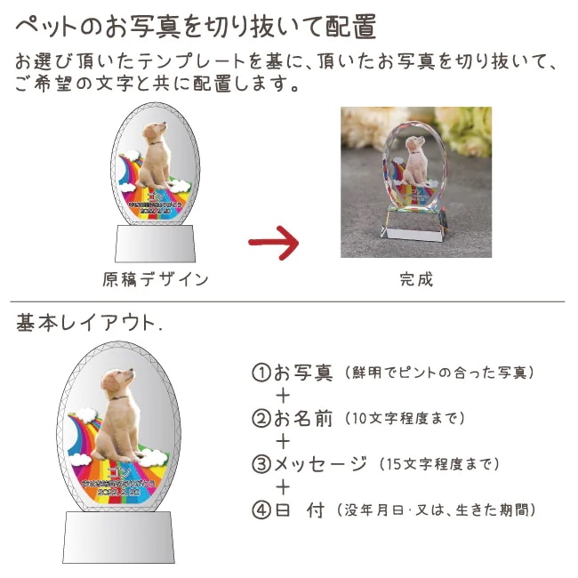 かわいい ペットメモリアル クリスタル オーバル形(大)kp-32u フォトスタンド 写真 名入れ ウェルカム記念 メモリアルグッズ オーダーメイド 誕生日 記念日 思い出 犬 猫 うさぎ インコ かわいい ペットメモリアル クリスタル オーバル形(大)kp-32u フォトスタンド 写真 名入れ ウェルカム記念 メモリアルグッズ オーダーメイド 誕生日 記念日 思い出 犬 猫 うさぎ インコ