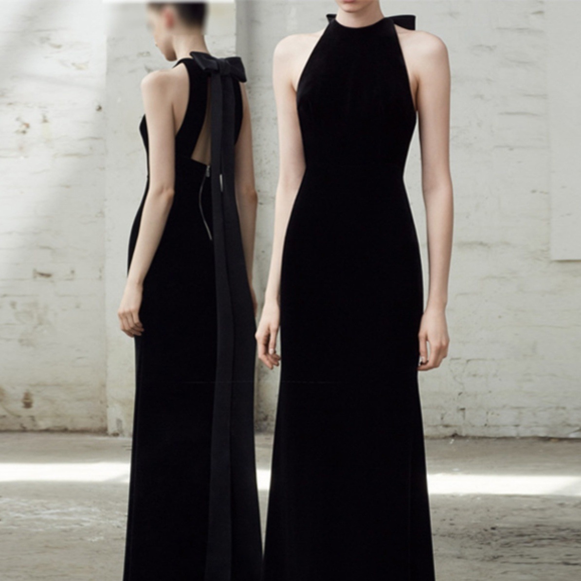 ドレス 衣装 イブニングドレス ロングドレス タイトドレス ホルダーネック フィッシュテール タイト バックリボン 背中開き バックシャン ステージドレス 発表会 かわいい 大人可愛い きれいめ