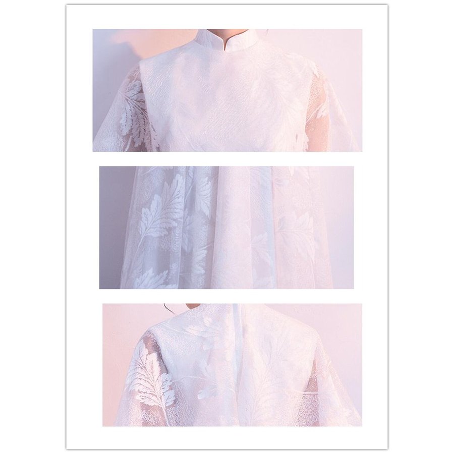 ロング丈ドレス 袖あり Aライン パーティードレス ウエディングドレス 結婚式 お呼ばれ 二次会 披