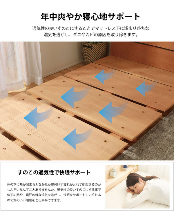 継ぎ脚 頑丈スノコベッド セミダブル フレームのみ 組立品 継ぎ脚 頑丈スノコベッド セミダブル フレームのみ 組立品