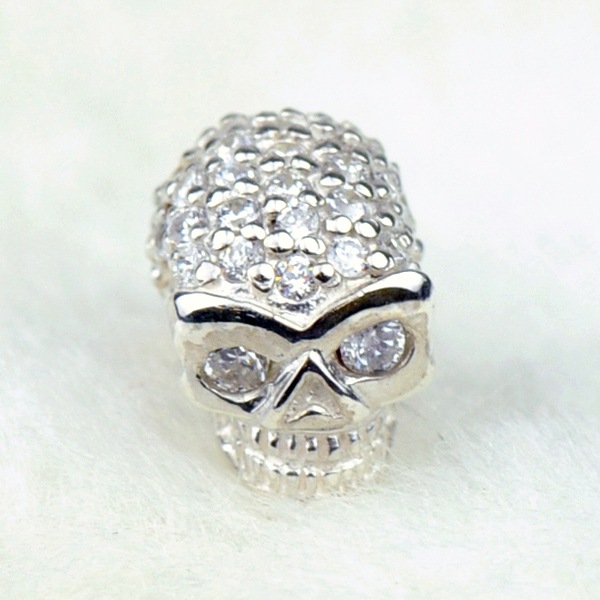 シルバー925 ピアス 片耳用1個 スカル クリアストーン 髑髏 20G(0.8mm) スタッド シルバーアクセサリー スターリングシルバー シンプル ユニセックス 純銀製 #