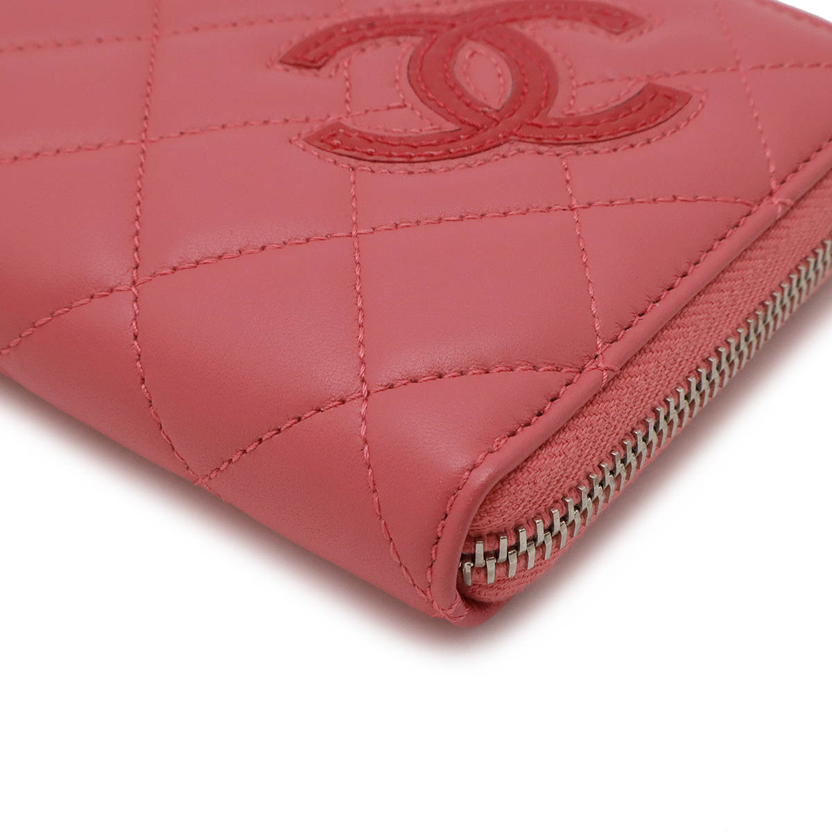 シンプリーCC ココマーク ラウンドファスナー 長財布 レザー エナメル ピンク シルバー金具 A8021 シンプリーCC ココマーク ラウンドファスナー 長財布 レザー エナメル ピンク シルバー金具 A8021