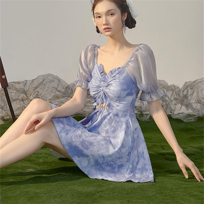 【急速出荷!】レディース 水着 ワンピース水着 女性 ビーチウェア 半袖 オールインワン イベント 旅行 インナーパンツ付き 水泳 海辺 夏 可愛い 女子水着 ポイントの使用