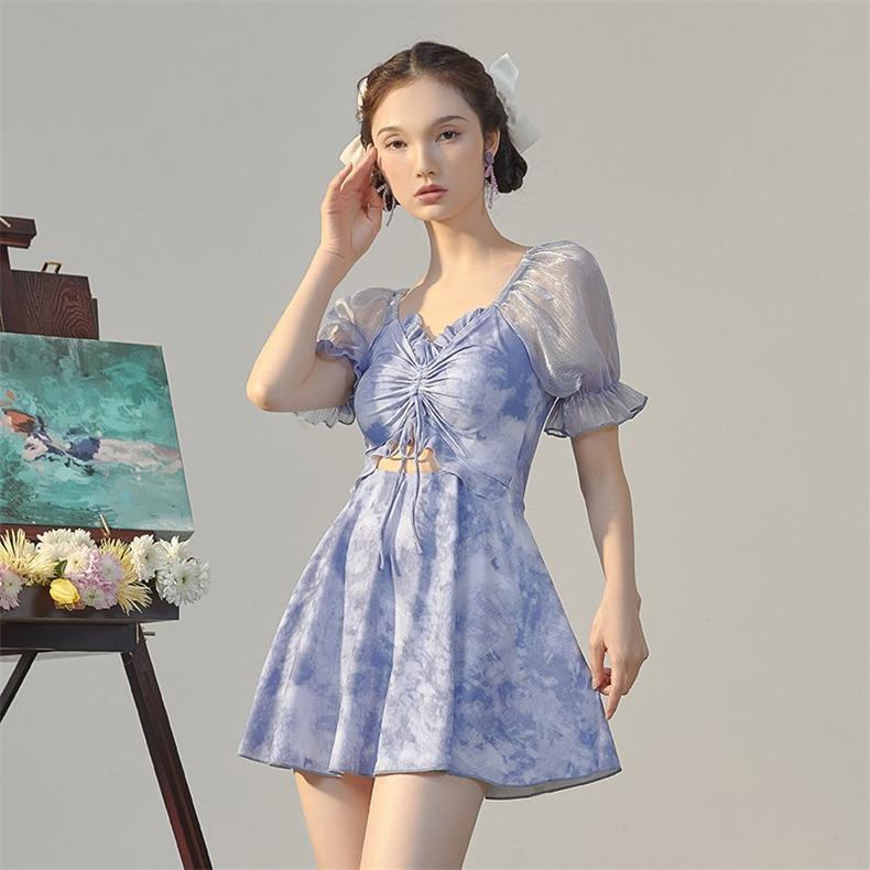 【急速出荷!】レディース 水着 ワンピース水着 女性 ビーチウェア 半袖 オールインワン イベント 旅行 インナーパンツ付き 水泳 海辺 夏 可愛い 女子水着 ポイントの使用