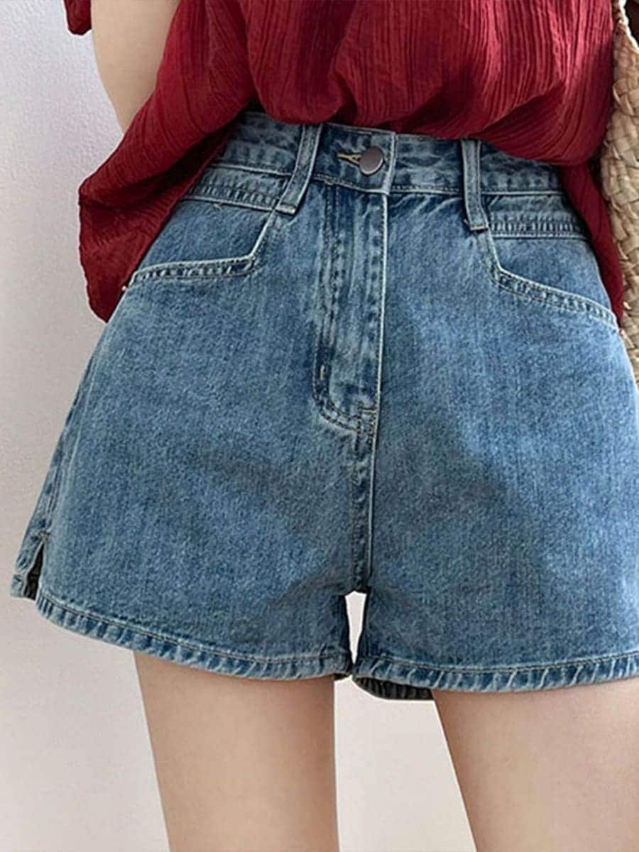 夏用ワイドソフトデニムショーツ レディース 薄手 大きいサイズ おデブさんでもゆったり Mm ハイウエスト スリムスリット Aラインホットパンツ 夏用ワイドソフトデニムショーツ レディース 薄手 大きいサイズ おデブさんでもゆったり Mm ハイウエスト スリムスリット Aラインホットパンツ