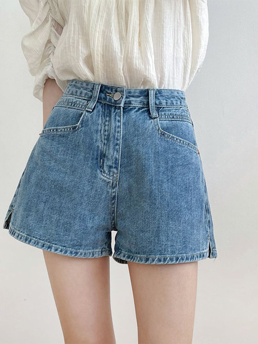 夏用ワイドソフトデニムショーツ レディース 薄手 大きいサイズ おデブさんでもゆったり Mm ハイウエスト スリムスリット Aラインホットパンツ 夏用ワイドソフトデニムショーツ レディース 薄手 大きいサイズ おデブさんでもゆったり Mm ハイウエスト スリムスリット Aラインホットパンツ